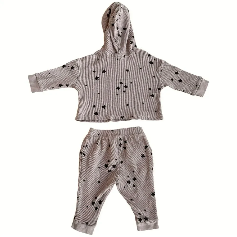 Baby GAP Toddler Pullover Waffle Knit Star Print Hoodie Sweatshirt. 12-18 Months